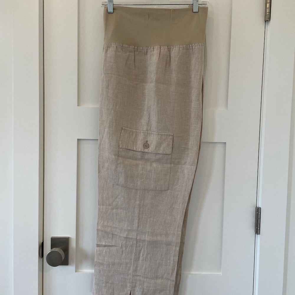 Jones NY 2X Linen cargo style pants with soft rolled waist